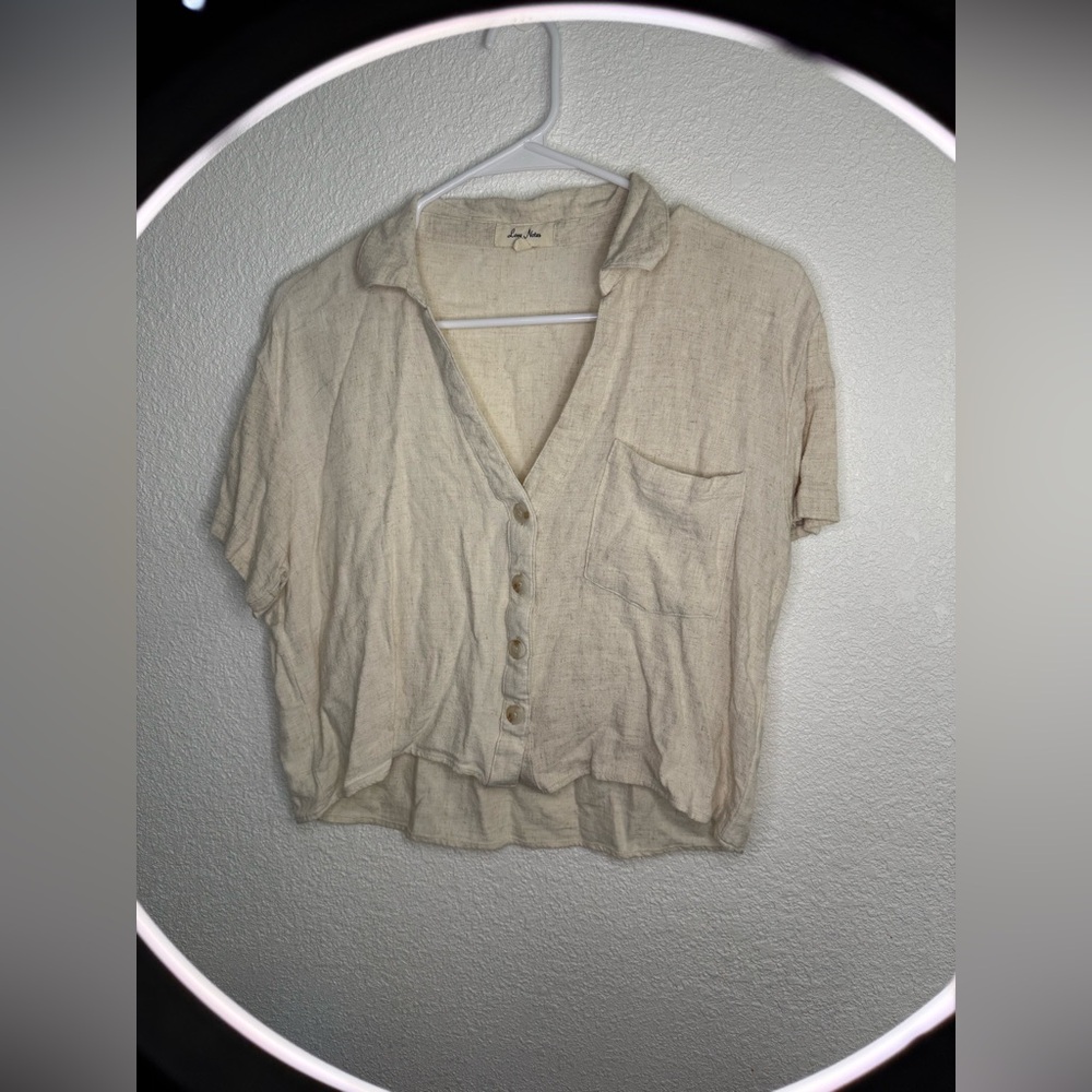 Love Notes Cream Short Sleeve Button-Up Top